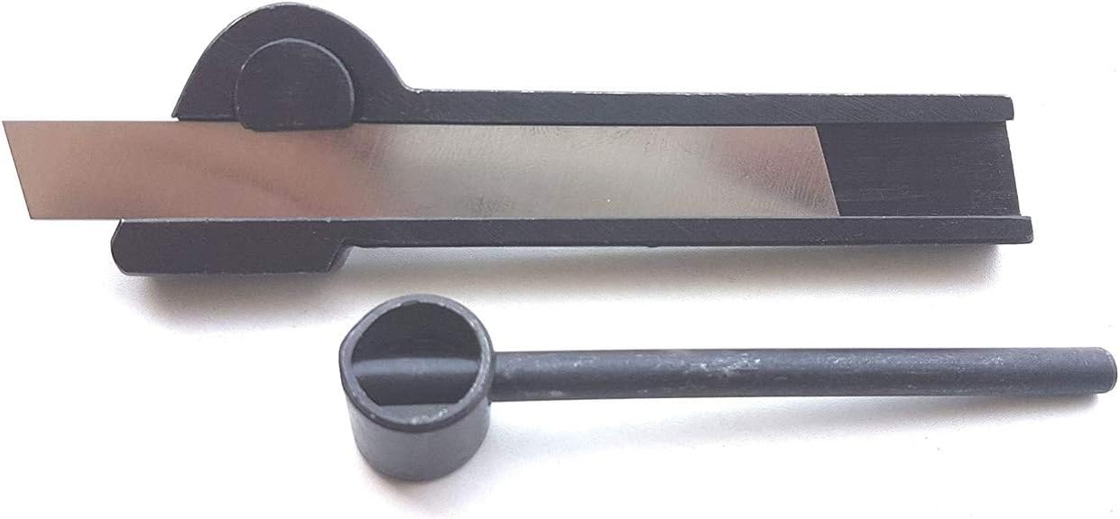 TAURISH Lathe Cut off Parting Tool Holder 3/4" Wide for 1/2" Width Blades, with 5Pcs of 3/32x1/2x4" HSS Blades