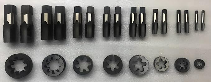 TAURISH BSP/BSPP (British Standard Pipe) Tap and Die Set 24 Pieces - 1/8" to 1"
