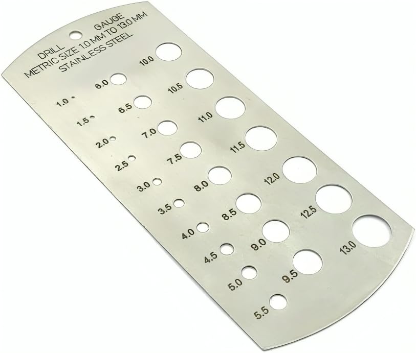 TAURISH 25 Holes Drill Gauge, Stainless Steel, Metric Standard 1-13 mm