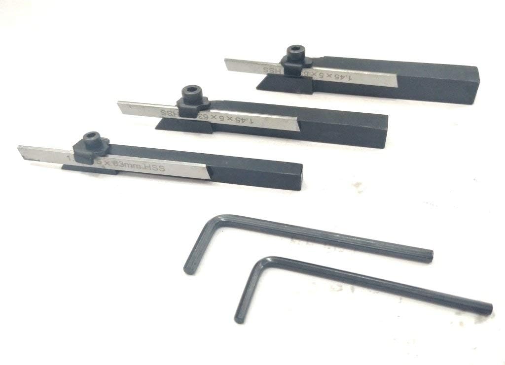 TAURISH Set of 3 Mini Lathe Cut off Parting Tool Holders 6,8 & 10 mm Shanks with HSS Blades