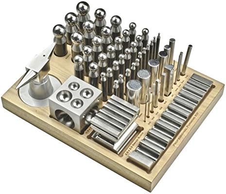 ACE 56pc Dapping Punch Set Jumbo Doming & Steel Swage Block Pro Jewelry Forming Kit (23MB)