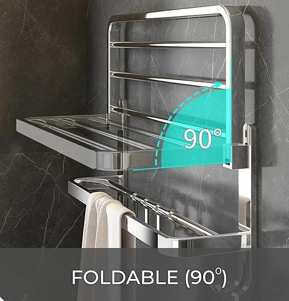 Bathroom Accessories-Stainless Steel Grade Dual Folding Towel Rack for Bathroom/Towel Stand/Hanger/Bathroom