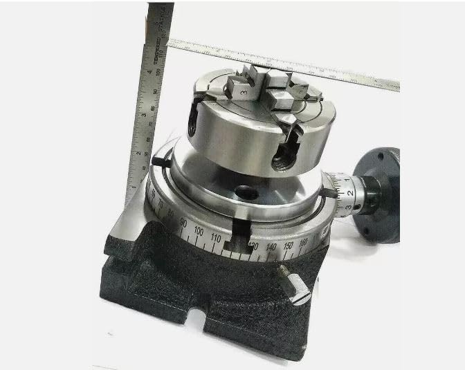 Taurish 4" Regular Rotary Table 70mm 4JAW Indpedent Chuck with Back Plate & T-nut