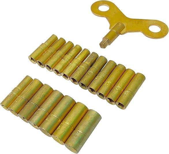 18 Piece Clock Winding Key Set - Original Brass, Odd/Even Number