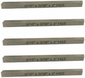 TAURISH 3/16" x 3/16" x 3" M2 HSS Square Tool Bit Lathe Fly Cutter 5 Pieces Pack Hardened & Ground for Accuracy