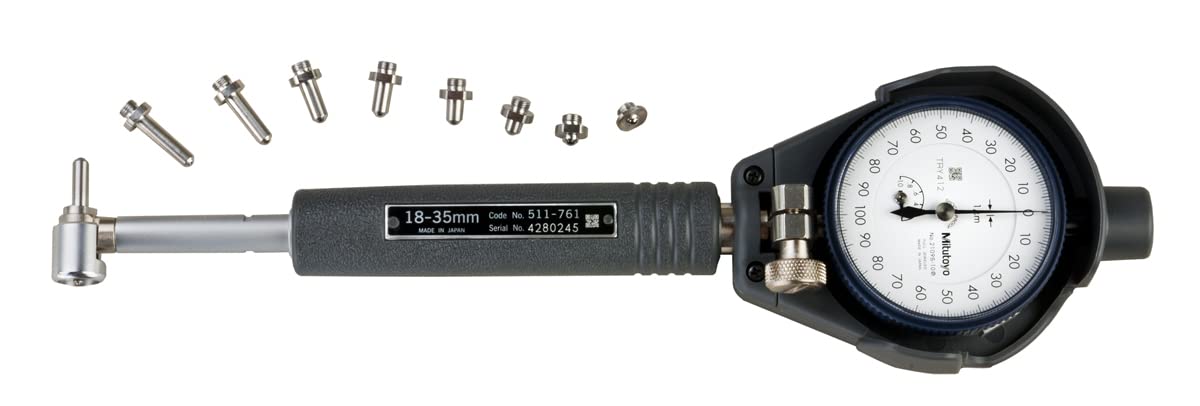 Mitutoyo 511-771-20 Bore Gage, 18-35mm Range, +/-0.002mm Accuracy, 0.001mm Graduation, with 2109AB-10 Dial Gage