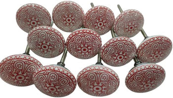 TAURISH Vintage Hand Painted Ceramic Door Knobs Set of 10 Decorative Pull Knobs for Kitchen Cabinets Cupboards Wardrobes Drawers and Doors (VRF01)