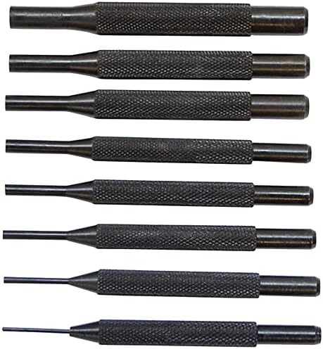 AI 8 Pc Steel Drive Pin Punch Set 4'' Long Knurled Body Punches Tool Set