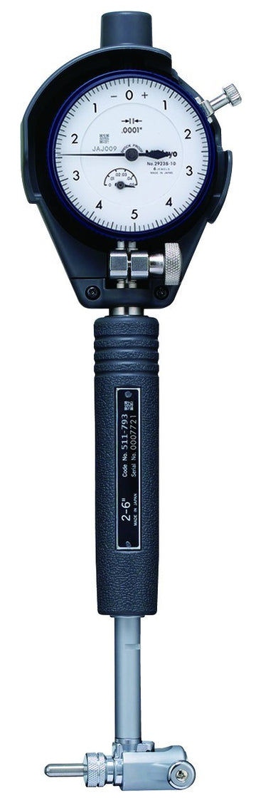 Mitutoyo 511-793 Dial Bore Gage, 2.0-6.0 ",0 .0001" Graduation, Stem Diameter 3/8 " with2923SB Dial Indicator