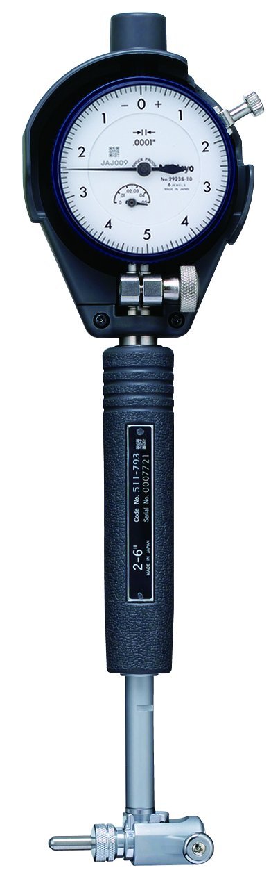 Mitutoyo 511-793 Dial Bore Gage, 2.0-6.0 ",0 .0001" Graduation, Stem Diameter 3/8 " with2923SB Dial Indicator