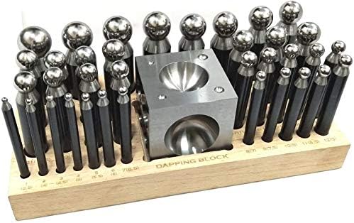 36 Piece Dapping Doming Punch Block Set 2.3 mm to 25.30 mm Jewelry Making Metal Forming Tool Kit