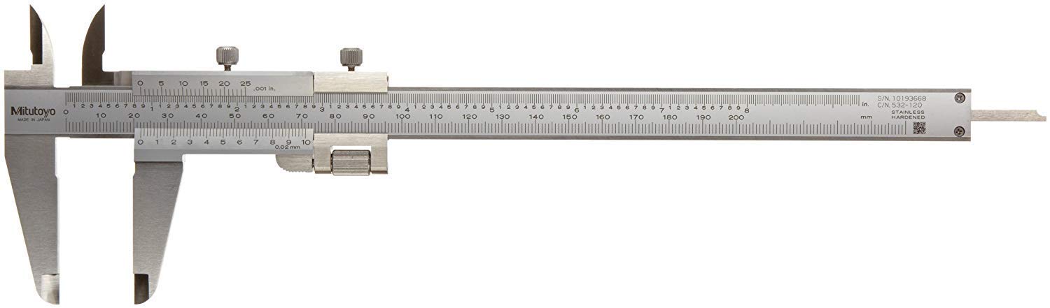 Mitutoyo 532-120 Vernier Caliper with Fine Adjustment 200mm / 8 Inch Model