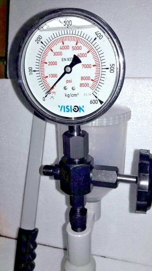 Diesel Injector Nozzle Pop Tester,600 KG /8500 PSI Heavy Duty,SS Body Dual Gauge