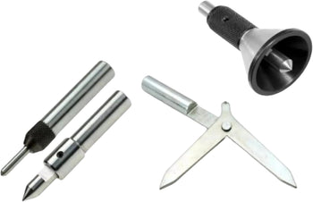 TAURISH Spring-Loaded Tap Guide Set, Bell Punch & Round Bar Center Finder, Knurl Guide - Hardened Alloy Steel