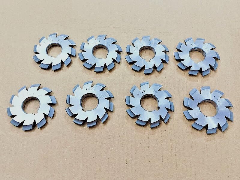 TAURISH 10 DP Involute Gear Cutters Set of 8 Pieces – PA 20° Pressure Angle, 1" Bore (25.4mm), HSS M2 Material, No. 1-8