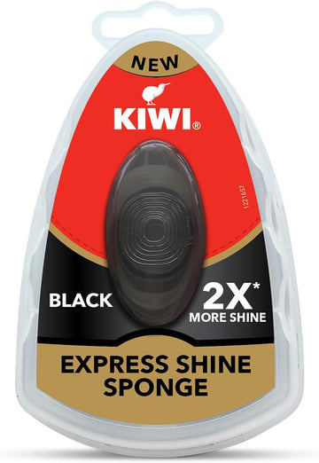 KIWI Black Rectangular Shoe Shine Sponge - Express Shine, 51.0mm (H) x 76.0mm (L) x 51.0mm (W), Quick and Easy Application, 1 Count