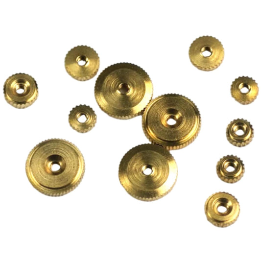 Clock Hand Nut Assortment 12 Pieces Brass Set for Hermle American Grandfather Wall Mantel Clocks Hand Nut Outer Dia-5, 6, 10mm