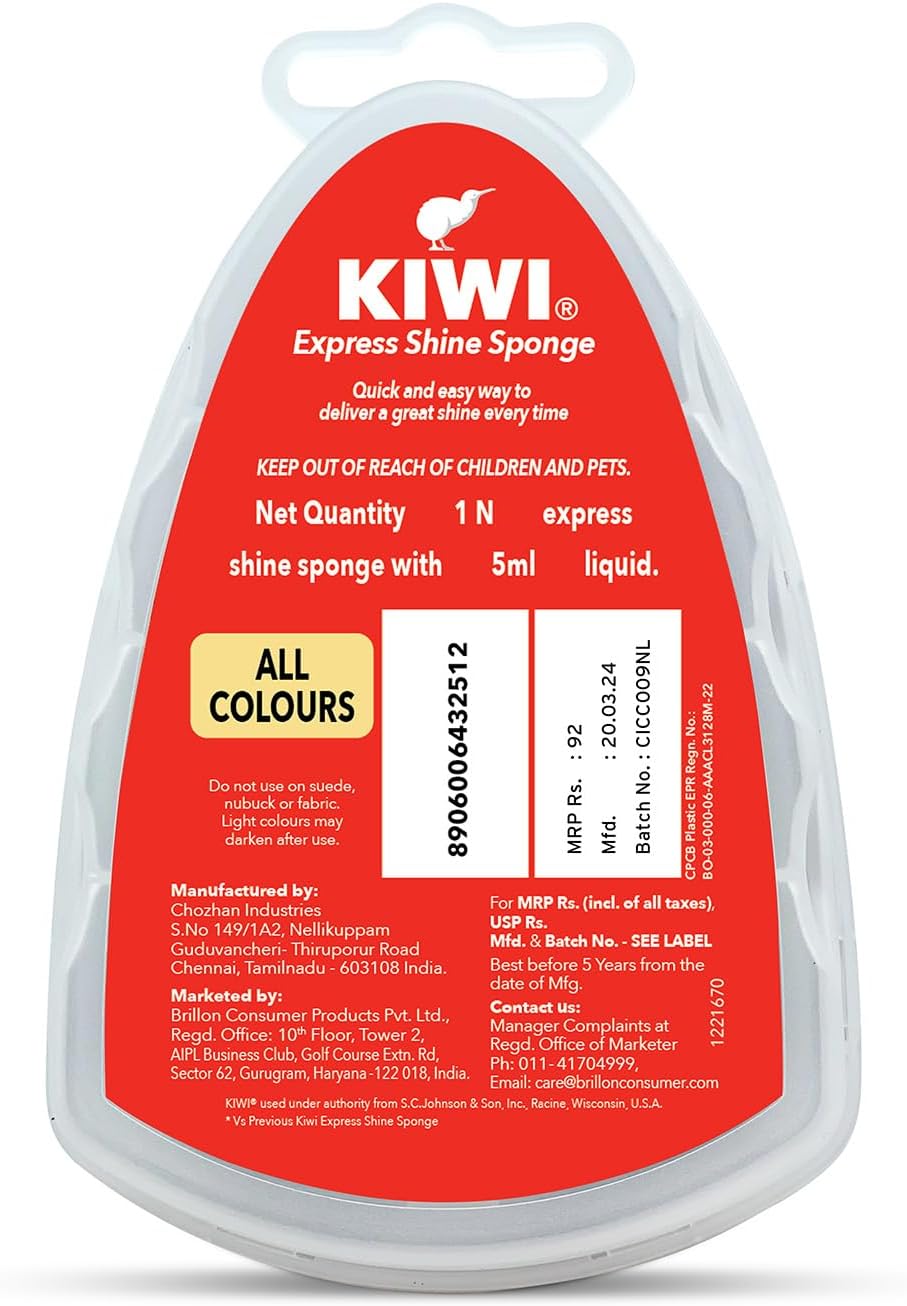 KIWI Express Shine Instant Sponge Shoe Polish , 5ml Wax Leather