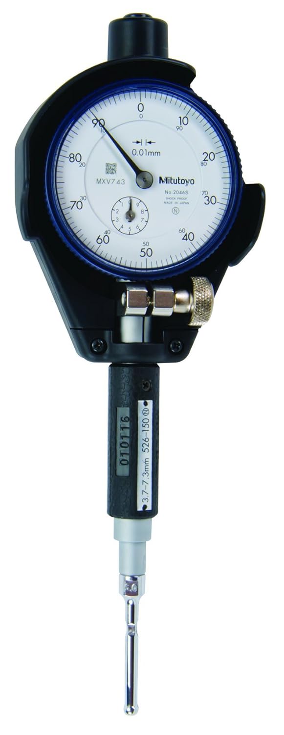 Mitutoyo 526-126 Dial Bore Gauge for Extra Small Holes, 7-10mm Range, 0.01mm Graduation, +/-0.004mm Accuracy