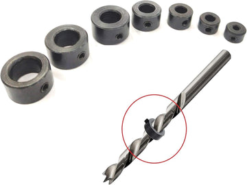 Drill Stopper Collar Set in Imperial & Metric with Allen Wrench to Tighten The Stops Set-Screws (7-Piece) (Set of Both-Metric & Imperial)