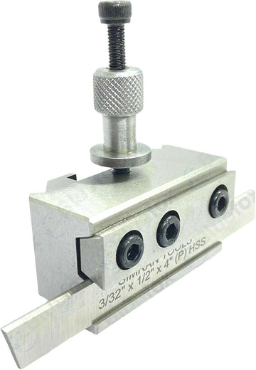 TAURISH Parting Holder T37 Quick Change Toolpost Holder for Super 7 & ML7 Myfords – Includes HSS Parting Tool Bit 3/32" x 1/2" x 4" and Allen Key