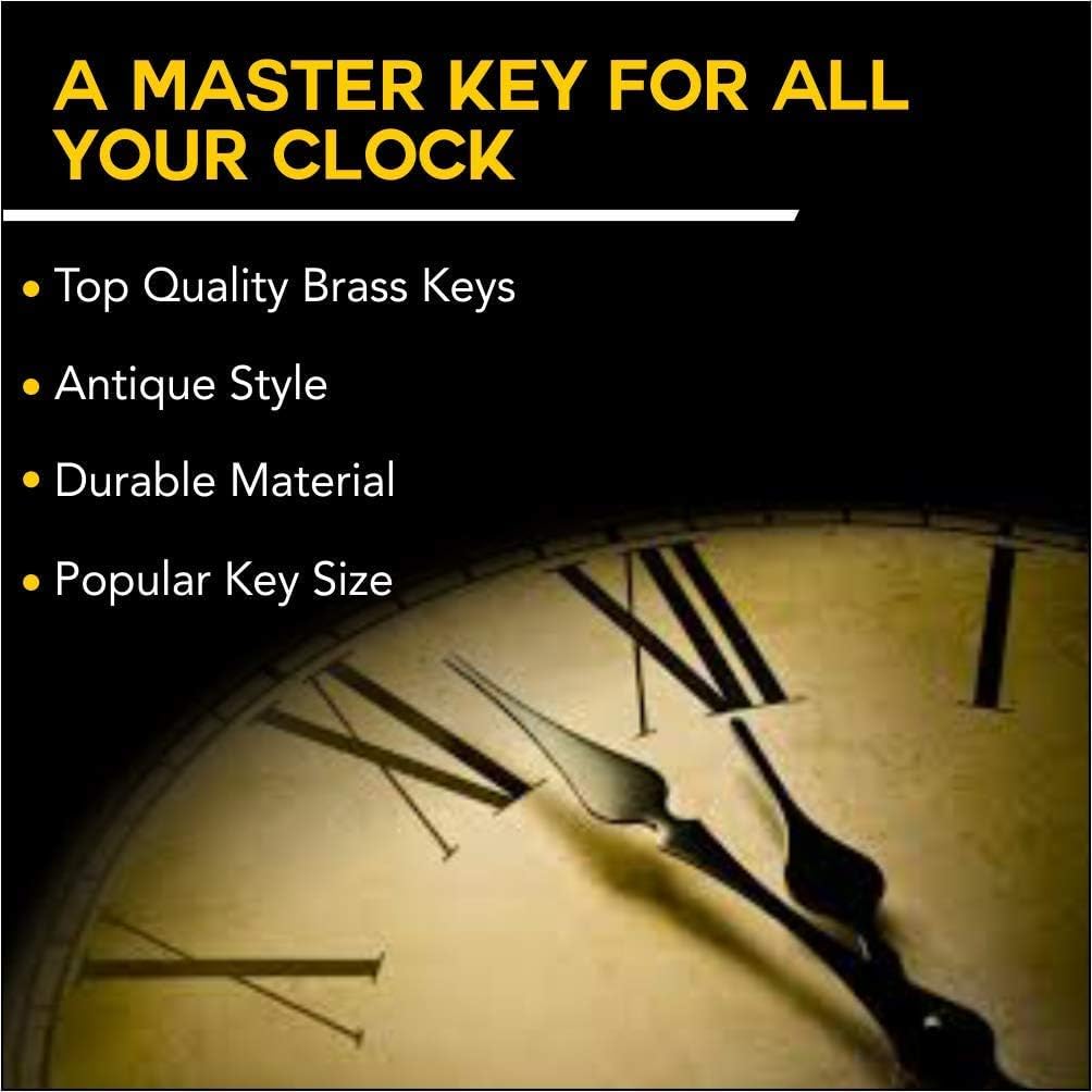 TAURISH Universal Vintage Clock Winding Key 5 Prong Even Numbers 2 to 10 Brass Clock Key for Winding Clocks