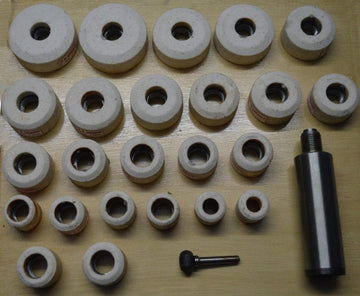 SIOUX WHITE 24 PCS - 1" TO 2.1/2" VALVE SEAT GRINDER STONE SET + STONE HOLDER