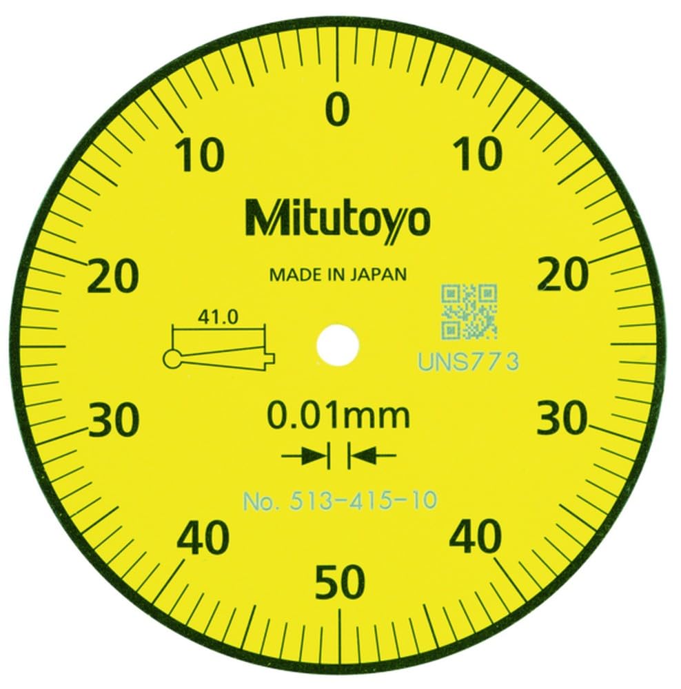 Mitutoyo 513-415-10E DIAL TI, BAS, STD 1.0 mm, 3 ?m Accuracy, 0.01 mm, Yellow