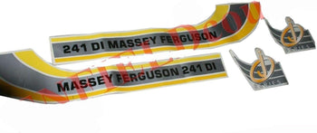 TAURISH Massey Ferguson 241 DI J Series Bonnet Side Decal Emblem Sticker Kit Set