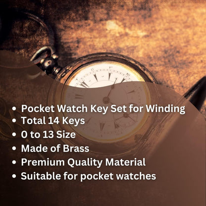 Clock Winding Key -14 pcs Set for Pocket Watch Winding Keys (00 to 12)