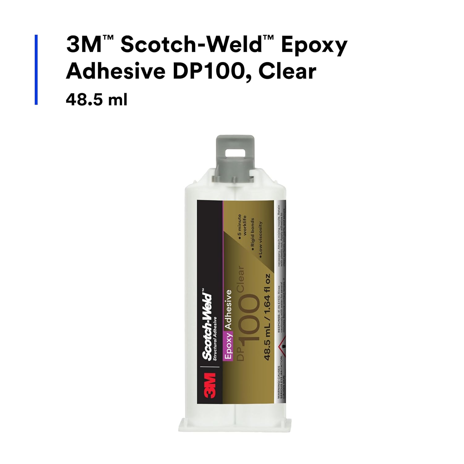 Scotch-Weld Two-Part Epoxy Adhesive, DP100, 1.7 oz, Dou-Pak, Clear, 12Pack