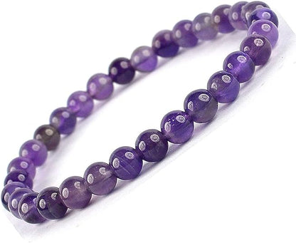 Natural Amethyst Crystal Bracelet for Women and Men 8mm Beads, Stretchable Design, Healing Crystal Jewelry, Perfect Healing Gift for Women, Crystal Bracelet Beads for Meditation & Spiritual Growth Pack of 2