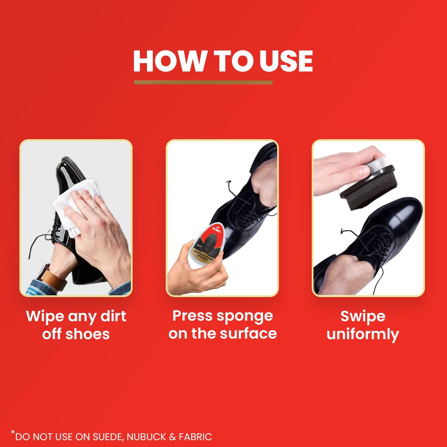 KIWI Black Rectangular Shoe Shine Sponge - Express Shine, 51.0mm (H) x 76.0mm (L) x 51.0mm (W), Quick and Easy Application, 1 Count