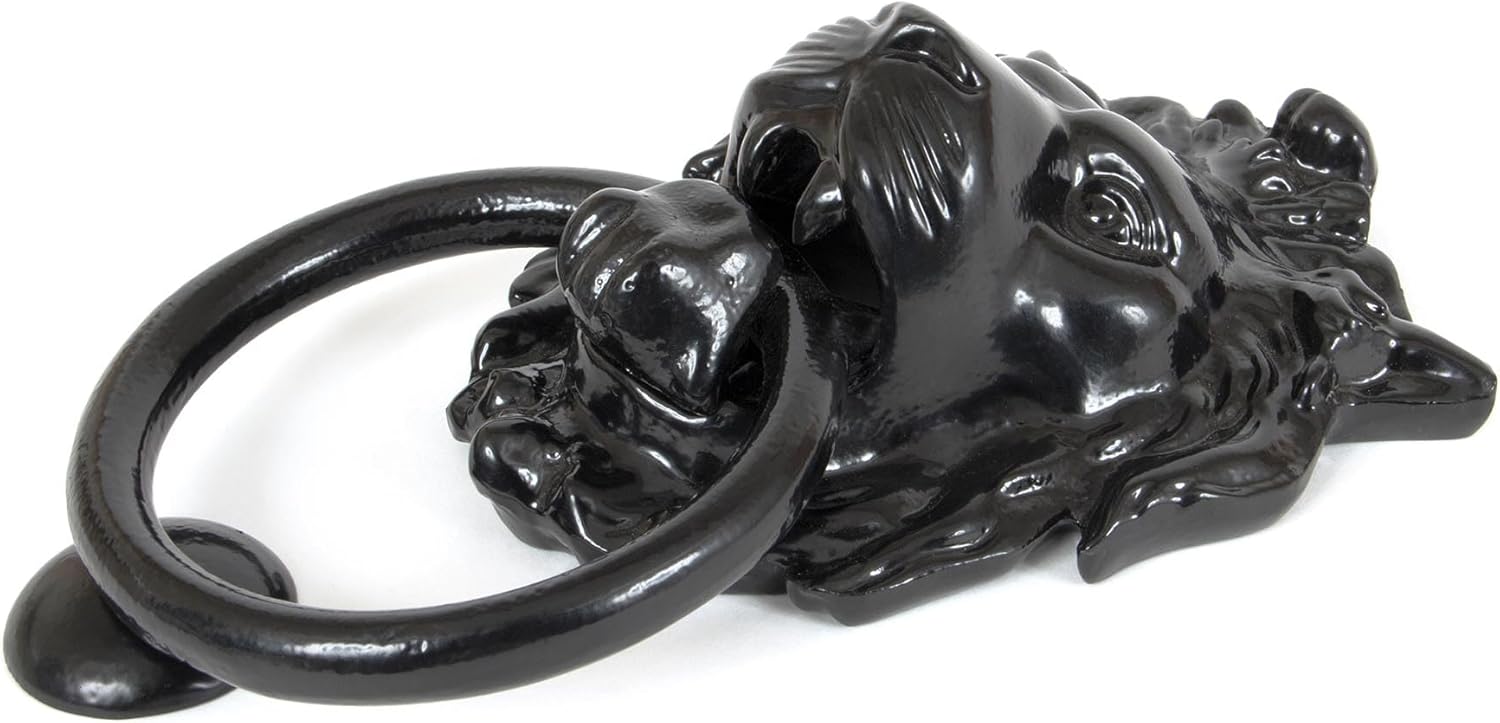From The Anvil Black Lion Head Door Knocker
