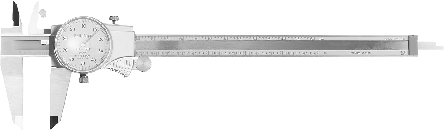 Mitutoyo 505-743J 0-8 Inch, .001 Inch Dial Caliper, .1 Inch/Revolution