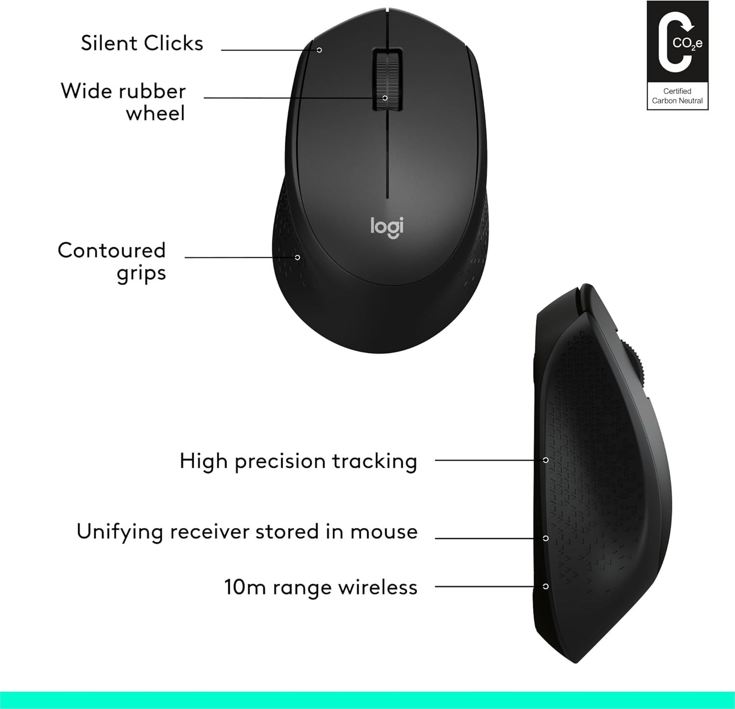 Logitech M331 Silent Plus Wireless Mouse- Black