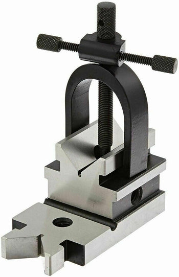 TAURISH Steel Vee V Block with Clamp Set – All Angle Toolmakers Precision Universal V Block for Grinding, Milling, Drilling – Hardened Tool Steel, 3-5/8