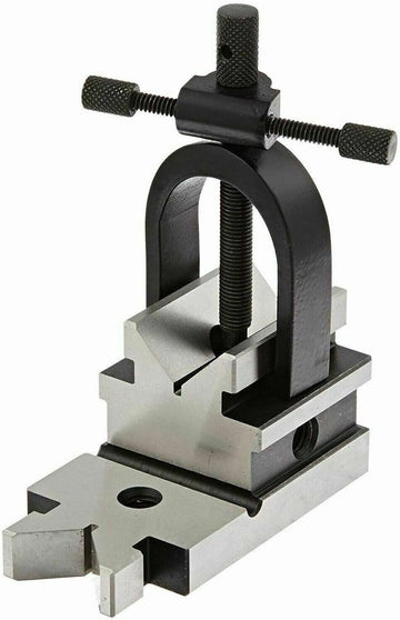 TAURISH Steel Vee V Block with Clamp Set – All Angle Toolmakers Precision Universal V Block for Grinding, Milling, Drilling – Hardened Tool Steel, 3-5/8" x 1-7/8" x 1-7/8" (92 x 48 x 48mm)