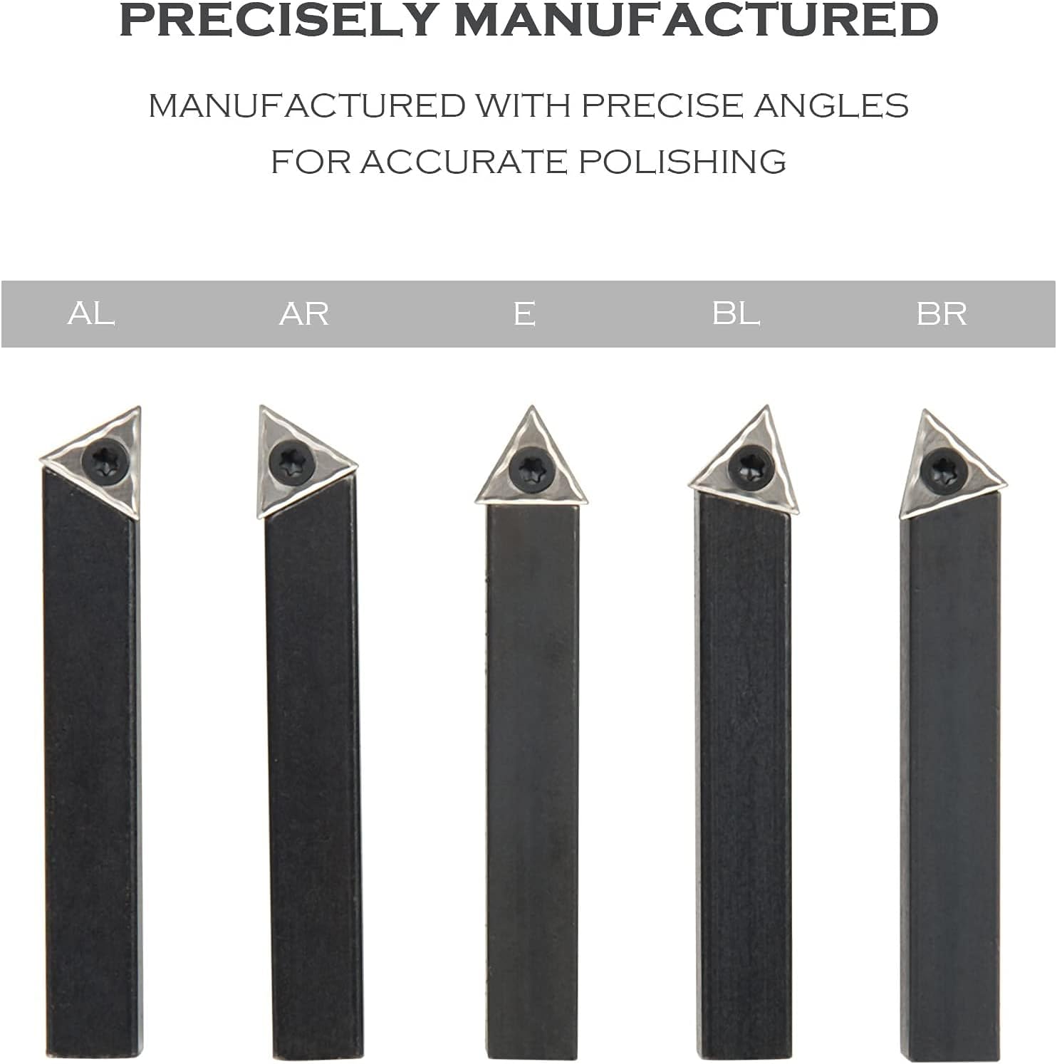 3/8" (10mm) Indexable Carbide Turning Inserts Holder Set for Machining Lathes, 5 Pcs Set Metal Lathe Tools Inserts Bits with Carbide Inserts TCMT110204