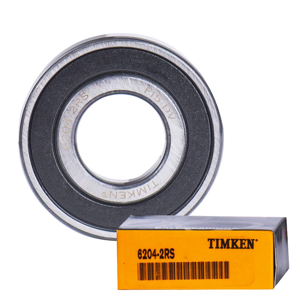 TIMKEN 6204-2RS 2PACK Double Rubber Seal Bearings 20x47x14mm, Pre-Lubricated and Stable Performance and Cost Effective, Deep Groove Ball Bearings