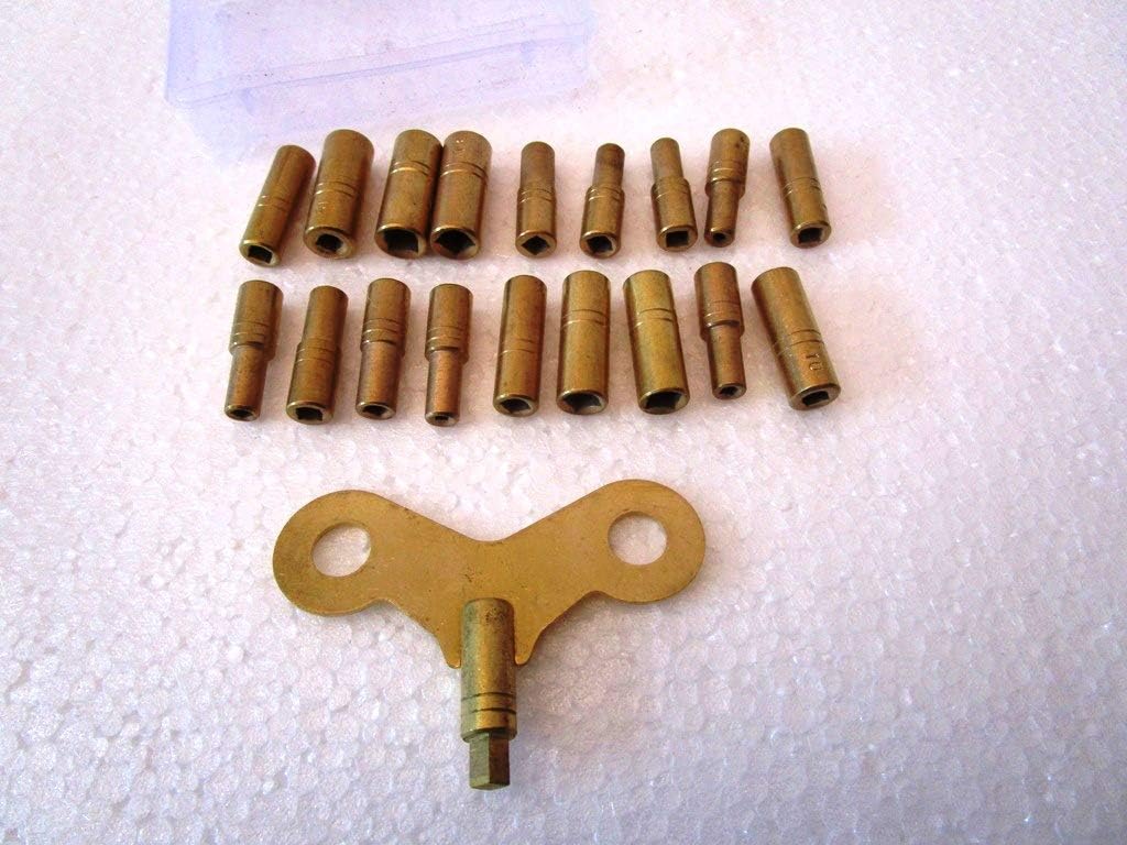 Brass Blessing : 18 Sizes Clock Keys Set - 18 Prong Clock Winding Tools (5020)