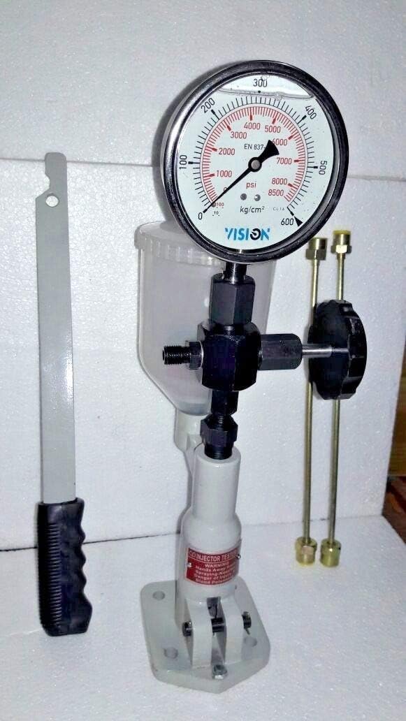 Diesel Injector Nozzle Pop Tester,600 KG /8500 PSI Heavy Duty,SS Body Dual Gauge
