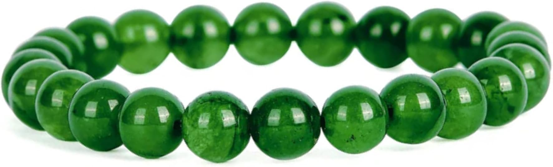 TAURISH Natural Green Jade Bracelet for Women and Men, 8mm Healing Crystal Beads, Stretchable Length, Brings Prosperity and Balance Pack of 2
