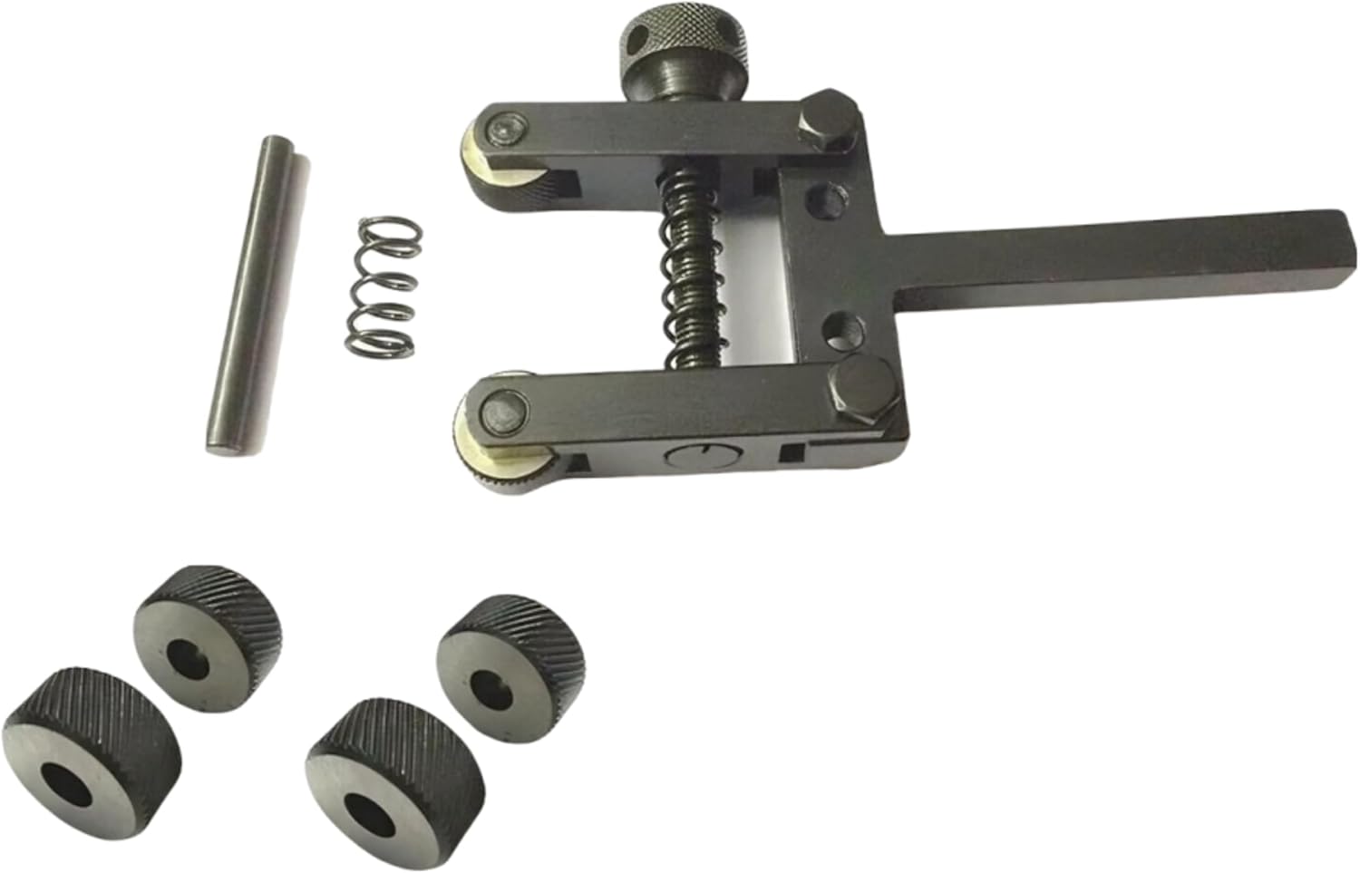 TAURISH Spring Loaded Clamp Type Knurling Tool for Lathes 2" Capacity, 8mm x 9.5mm Shank, Includes 4 Alloy Steel Knurls (2 Left-Hand, 2 Right-Hand Spiral) for Mini, Small & Medium Lathe Machines