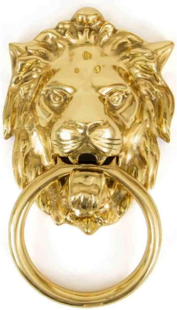 From The Anvil Polished Brass Lion Head Door Knocker