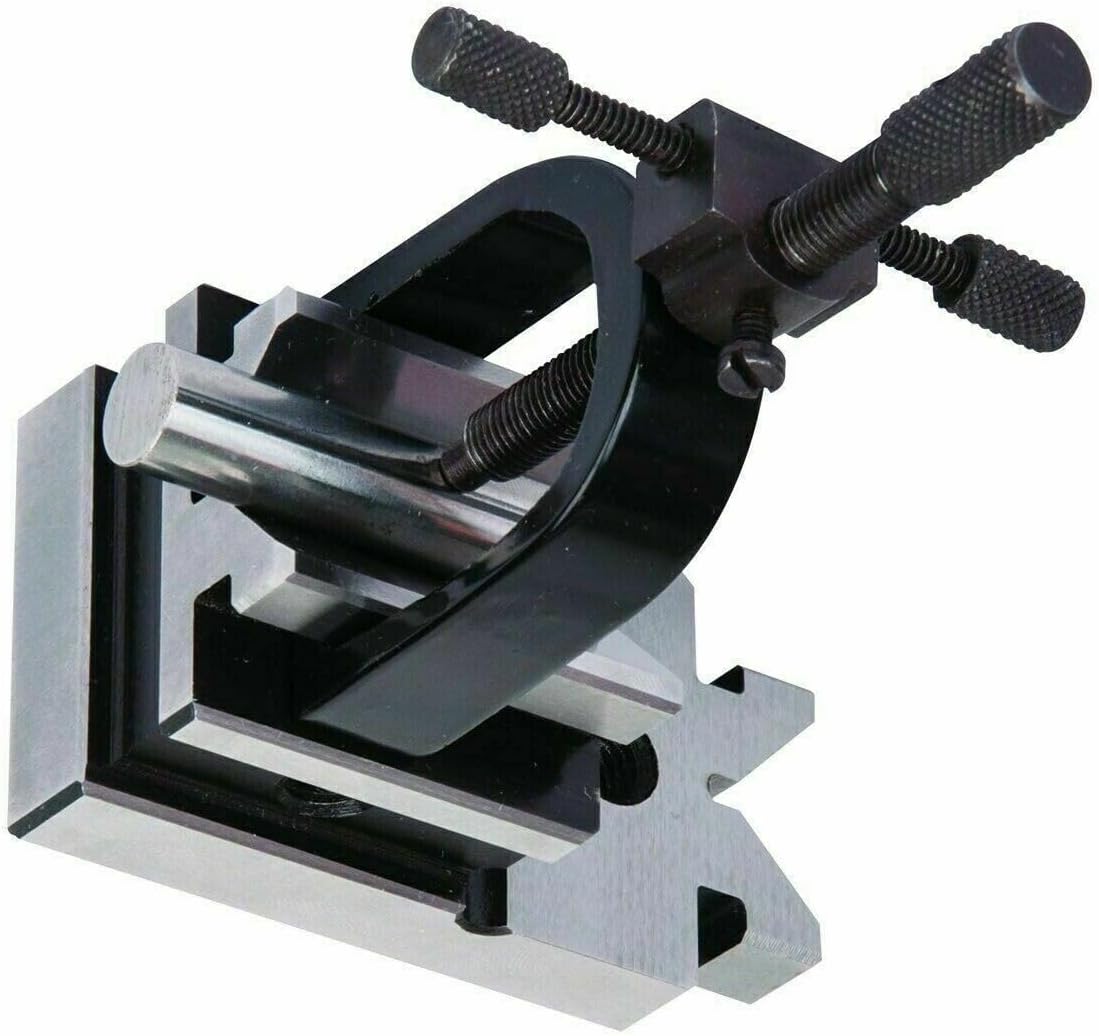 TAURISH Steel Vee V Block with Clamp Set – All Angle Toolmakers Precision Universal V Block for Grinding, Milling, Drilling – Hardened Tool Steel, 3-5/8" x 1-7/8" x 1-7/8" (92 x 48 x 48mm)