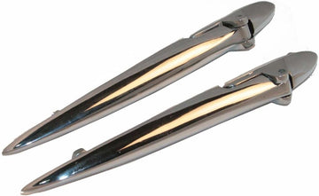 Enfield County Auc Chrome Plated Boot Trunk Lid Hinges Set Pair Morris Oxford 2 Units + Washers