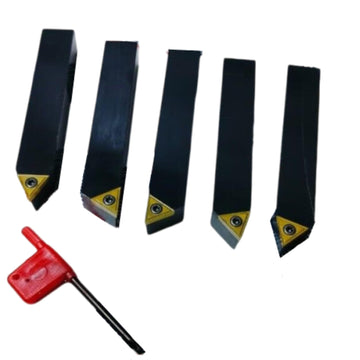 5 Pieces 3/4" Lathe Indexable Carbide Insert & Turning Tooling Bit Holder Set TCMT160308 - C6 Carbide Tips with Torx Wrench