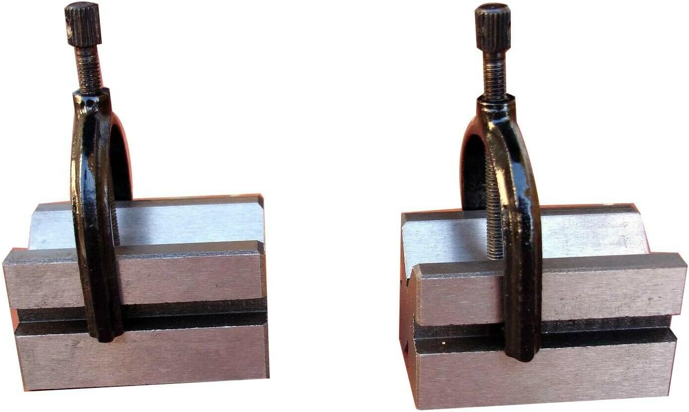 AnNafi Industrial H5608 - V-Block Pair w/Clamps 1-5/8" | 100% Accurate Surface | Grounded Flat Hardened Blocks |Milling Mechanic Engineering Measuring Tools