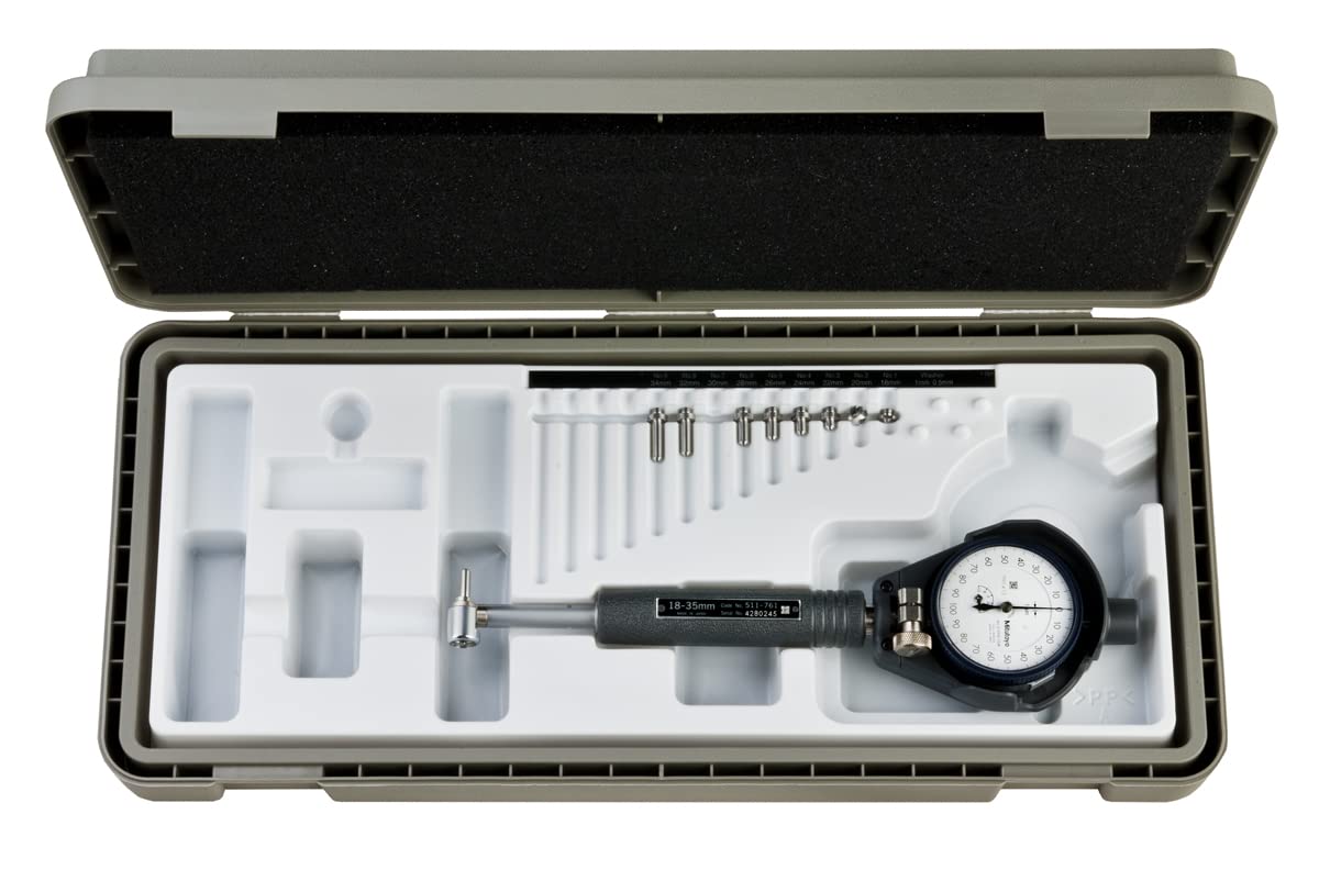 Mitutoyo 511-771-20 Bore Gage, 18-35mm Range, +/-0.002mm Accuracy, 0.001mm Graduation, with 2109AB-10 Dial Gage